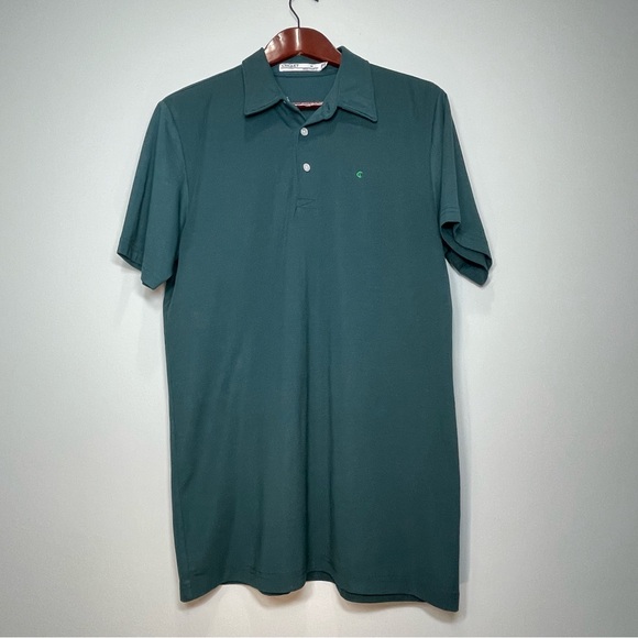 CRIQUET Men's Polo Shirt Pima Cotton Blend Short Sleeve Dark Green Size Medium - Picture 1 of 7